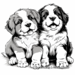Silly Saint Bernard Puppies Coloring Pages 1