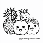 Simple Kawaii Fruit Coloring Pages for Children 1