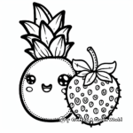 Simple Kawaii Fruit Coloring Pages for Children 3