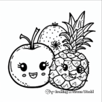 Simple Kawaii Fruit Coloring Pages for Children 4