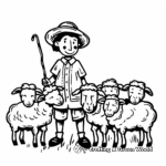 Simple Shepherd and Sheep Coloring Pages for Children 1
