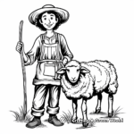 Simple Shepherd and Sheep Coloring Pages for Children 4