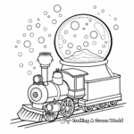 Simple Toy Train Snow Globe Coloring Pages for Children 4