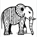 Simple Tribal Elephant Coloring Pages for Children 3
