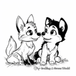 Simple Wolf Pup Coloring Pages for Children 1