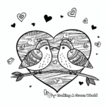 Simplistic Valentine's Heart Love Birds Coloring Pages 1