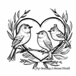 Simplistic Valentine's Heart Love Birds Coloring Pages 2