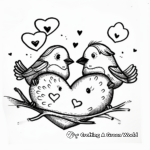 Simplistic Valentine's Heart Love Birds Coloring Pages 3