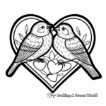 Simplistic Valentine's Heart Love Birds Coloring Pages 4