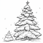 Snowy Christmas Tree Coloring Pages For Kids 1
