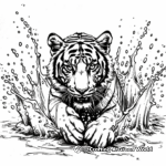 Splashing Bengal Tiger Coloring Pages 2
