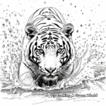 Splashing Bengal Tiger Coloring Pages 3