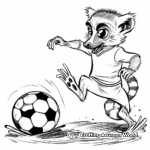 Sporty Lemur Playing Soccer Coloring Pages 1