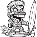 Surfing Tiki Coloring Pages 2