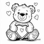 Sweet Valentine's Heart Teddy Bear Coloring Pages 2