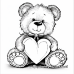 Sweet Valentine's Heart Teddy Bear Coloring Pages 3