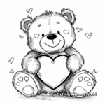 Sweet Valentine's Heart Teddy Bear Coloring Pages 4