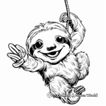 Swinging Baby Sloth Coloring Pages 3