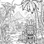 Tiki in the Wild: Jungle-Scene Coloring Pages 1