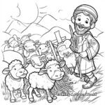 Traditional Nativity Scene with Shepherd and Sheep Coloring Pages 1