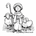 Traditional Nativity Scene with Shepherd and Sheep Coloring Pages 2