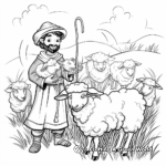 Traditional Nativity Scene with Shepherd and Sheep Coloring Pages 3