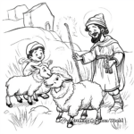 Traditional Nativity Scene with Shepherd and Sheep Coloring Pages 4
