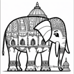 Tribal Elephant Coloring Pages Featuring Famous Landmarks 2