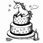 Two-tier Unicorn Cake Coloring Sheets 3