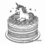 Unicorn and Rainbow Cake Coloring Pages 4
