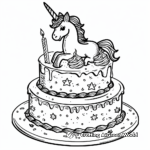 Unicorn Birthday Cake Coloring Pages 4