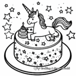 Unicorn Cake with Stars Coloring Pages 4