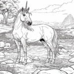 Unicorn Crossing a River Coloring Pages 2