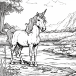 Unicorn Crossing a River Coloring Pages 3