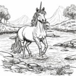 Unicorn Crossing a River Coloring Pages 4