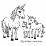 Unicorn Family Coloring Pages: Magical Parents and Foals 1