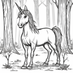 Unicorn in Magical Forest Coloring Pages 4
