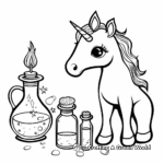 Unicorn with Magical Potion Coloring Pages 1
