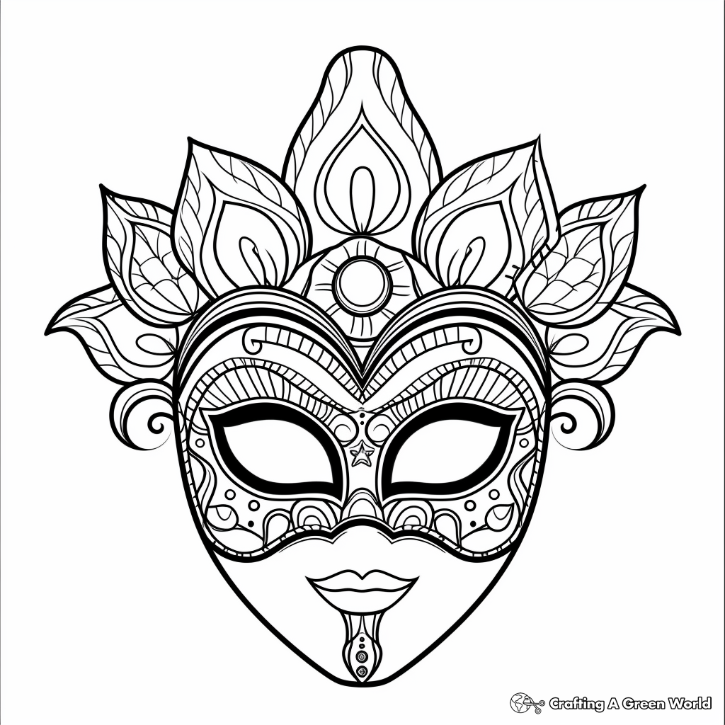 Mardi Gras Mask Coloring Pages Free Printable