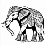 Vintage Tribal Elephant Coloring Pages 4