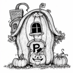 Whimsical Pumpkin House Coloring Pages 2