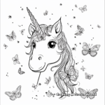 Whimsical Unicorn with Butterflies Coloring Pages 1