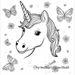 Whimsical Unicorn with Butterflies Coloring Pages 4