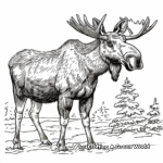 Winter Moose Coloring Pages: Moose in Snow 3