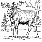 Winter Moose Coloring Pages: Moose in Snow 4