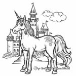 Wonderful Unicorn and Castle Coloring Pages 1