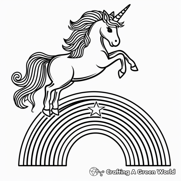 Unicorn Jumping Over A Rainbow Coloring Pages Free & Printable!