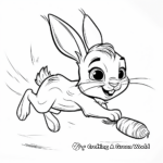 Action-packed Running Bunny with Carrot Coloring Pages 1
