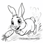 Action-packed Running Bunny with Carrot Coloring Pages 2