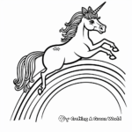 Action-Packed Unicorn Leaping the Rainbow Coloring Pages 2